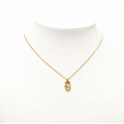 Dior CD Logo Chain Pendant Necklace Gold Plated — view 6