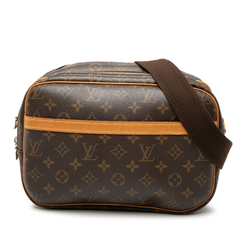 Louis Vuitton Monogram Reporter PM Crossbody Shoulder Bag Brown Leather