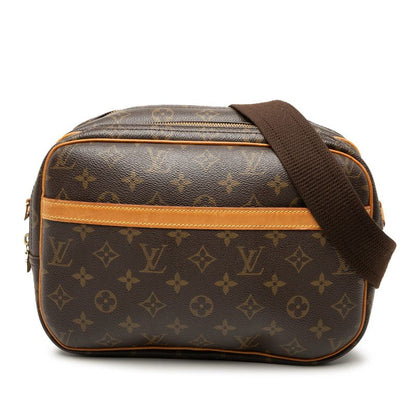 Louis Vuitton Monogram Reporter PM Crossbody Shoulder Bag Brown Leather