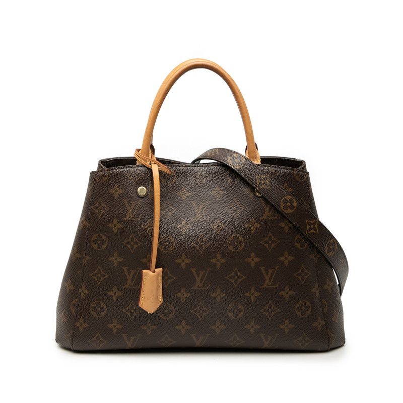 Louis Vuitton Monogram Montaigne MM 2-Way Shoulder Bag Brown Leather