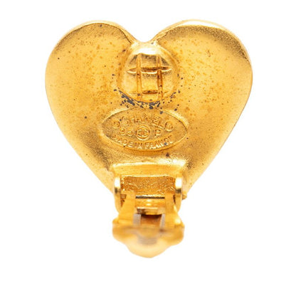 Chanel CC Logo Heart Motif Earrings 95 Vintage Gold Plated — view 3