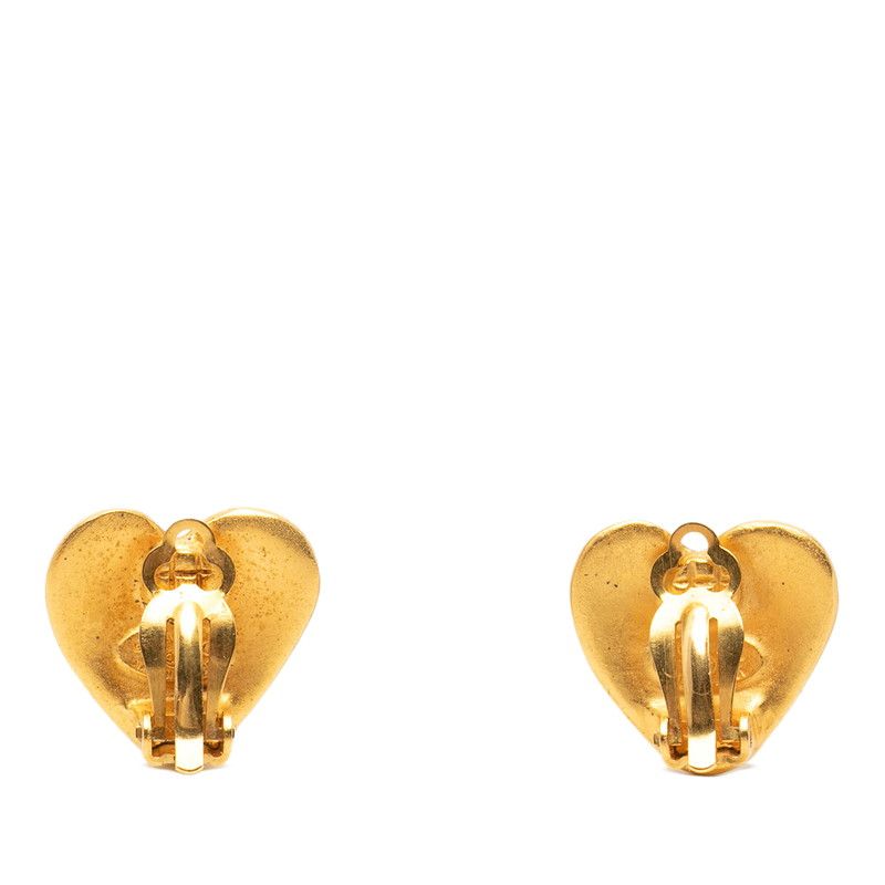 Chanel CC Logo Heart Motif Earrings 95 Vintage Gold Plated — view 2