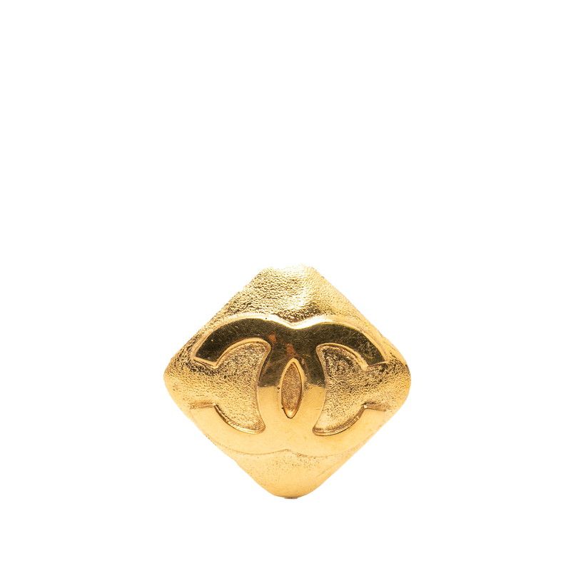 Chanel CC Logo Square Pin Brooch Vintage Gold Plated