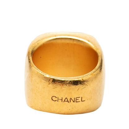 Chanel CC Logo Gripoix Ring Gold Plated Glass — view 4