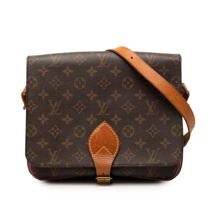 Louis Vuitton Monogram Cartouchiere GM Crossbody Shoulder Bag Brown Leather