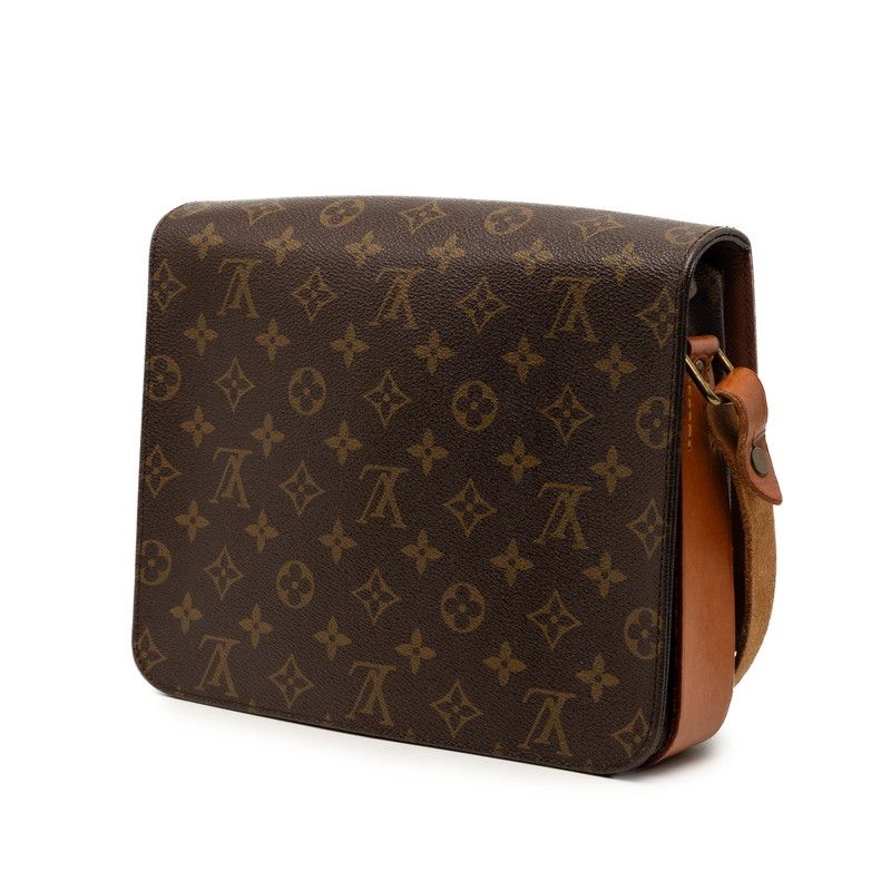 Louis Vuitton Monogram Cartouchiere GM Crossbody Shoulder Bag Brown Leather — view 2