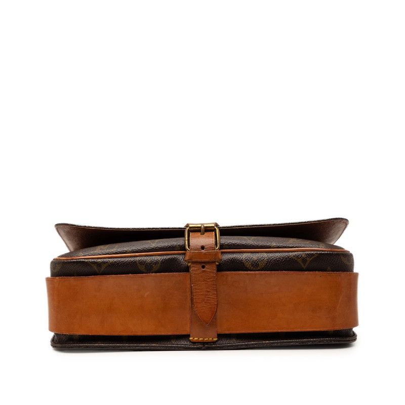 Louis Vuitton Monogram Cartouchiere GM Crossbody Shoulder Bag Brown Leather — view 3