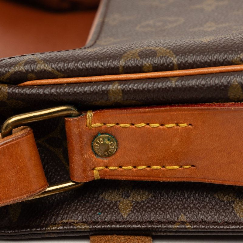 Louis Vuitton Monogram Cartouchiere GM Crossbody Shoulder Bag Brown Leather — view 4