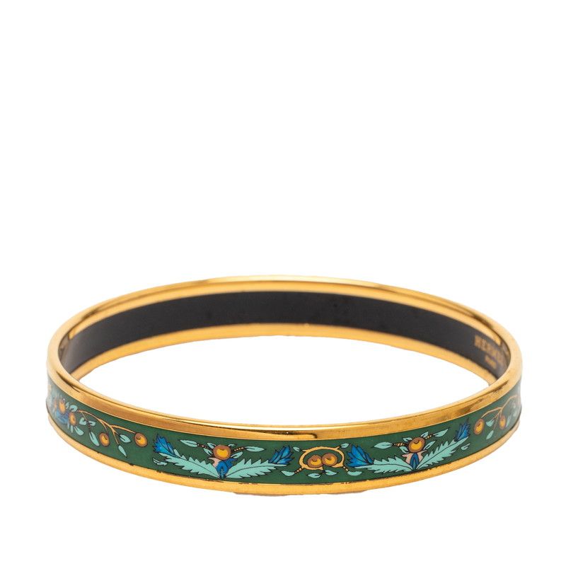 Hermes Enamel PM Cloisonne Bangle Gold Green Plated 1- Bracelet — view 2