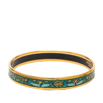 Hermes Enamel PM Cloisonne Bangle Gold Green Plated 1- Bracelet — view 2