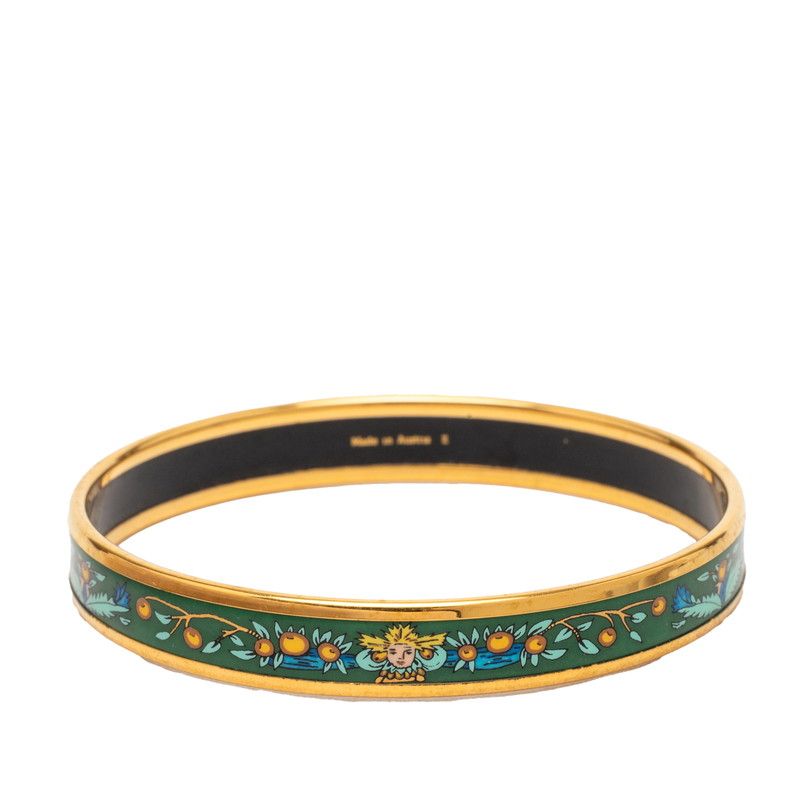 Hermes Enamel PM Cloisonne Bangle Gold Green Plated 1- Bracelet — view 3