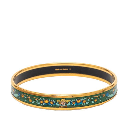 Hermes Enamel PM Cloisonne Bangle Gold Green Plated 1- Bracelet — view 3
