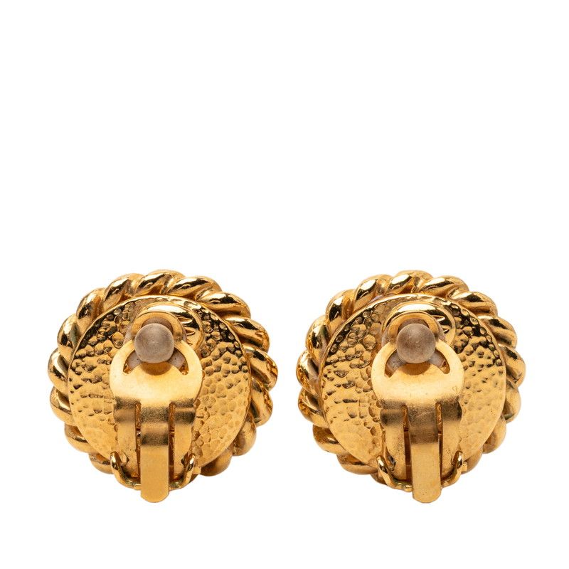 Chanel CC Logo Vintage Earrings Gold Plated Faux Pearl — view 2