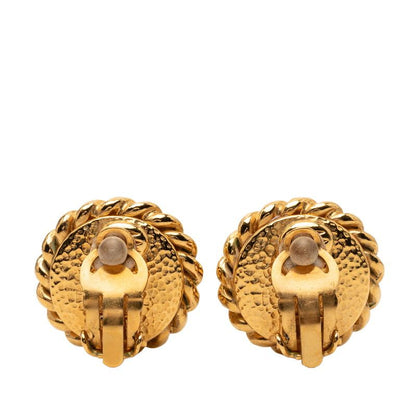 Chanel CC Logo Vintage Earrings Gold Plated Faux Pearl — view 2