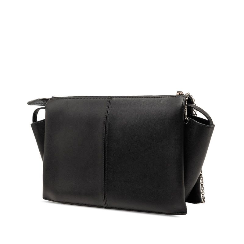 Celine Trifold Chain Shoulder Bag Black Leather — view 2