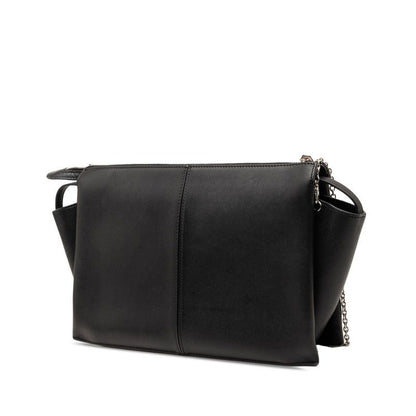 Celine Trifold Chain Shoulder Bag Black Leather — view 2