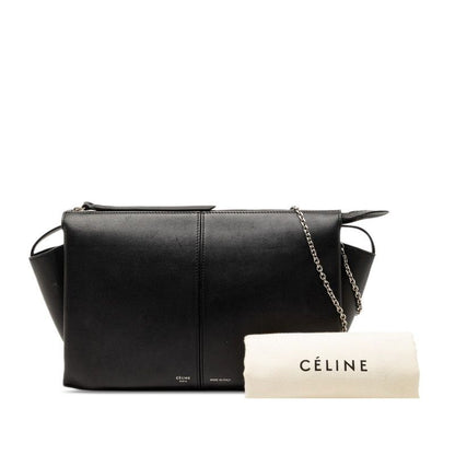 Celine Trifold Chain Shoulder Bag Black Leather — view 7