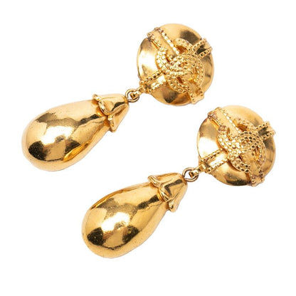 Chanel CC Logo Earrings Gold Plated