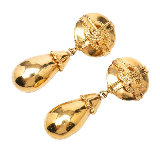 Chanel CC Logo Earrings Gold Plated