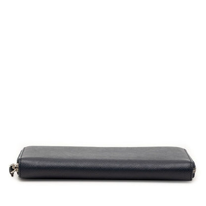Prada Logo Wallet Zip Around Navy Saffiano Leather — view 3