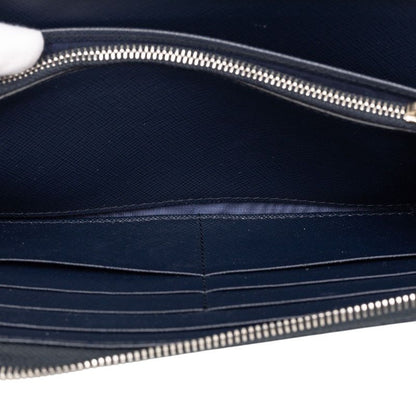 Prada Logo Wallet Zip Around Navy Saffiano Leather — view 4