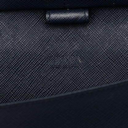 Prada Logo Wallet Zip Around Navy Saffiano Leather — view 5