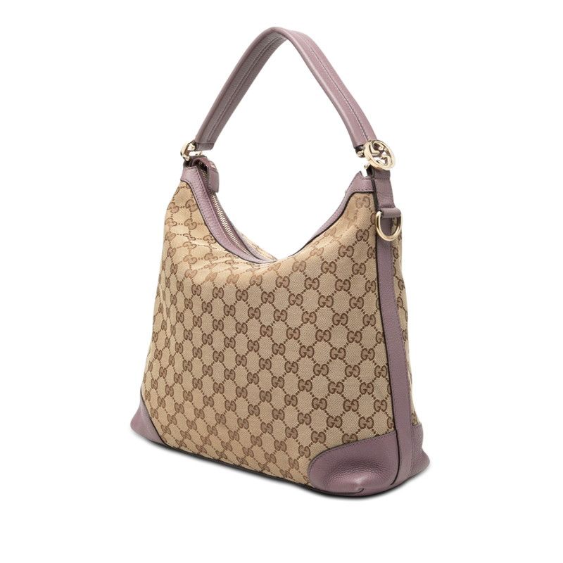 Gucci GG Canvas 2-Way Shoulder Bag Beige Purple Leather — view 2