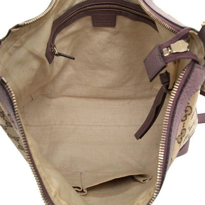 Gucci GG Canvas 2-Way Shoulder Bag Beige Purple Leather — view 4
