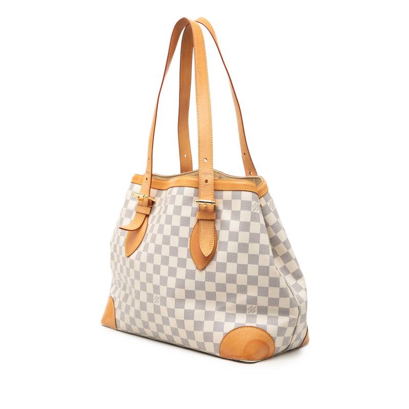 Louis Vuitton Damier Azur Hampstead MM Shoulder Bag Tote White Leather — view 2