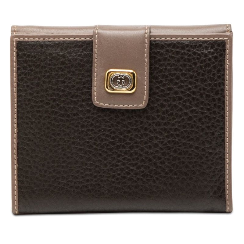 Gucci Vintage Bifold Wallet 035 959 Black Brown Leather