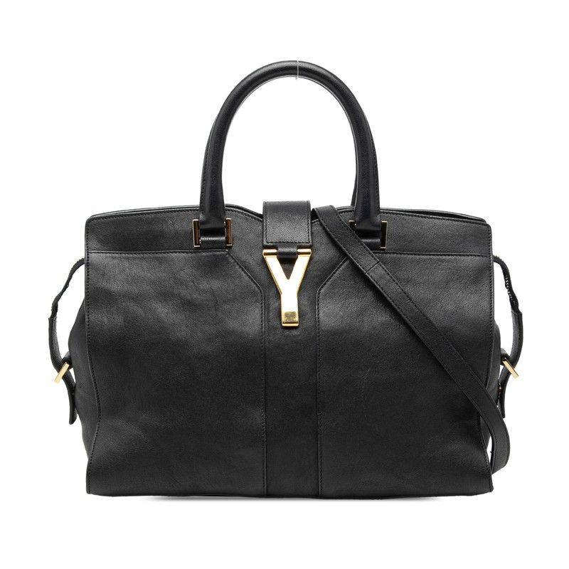Saint Laurent Line Petit Cabas 2-Way Shoulder Bag Navy Leather