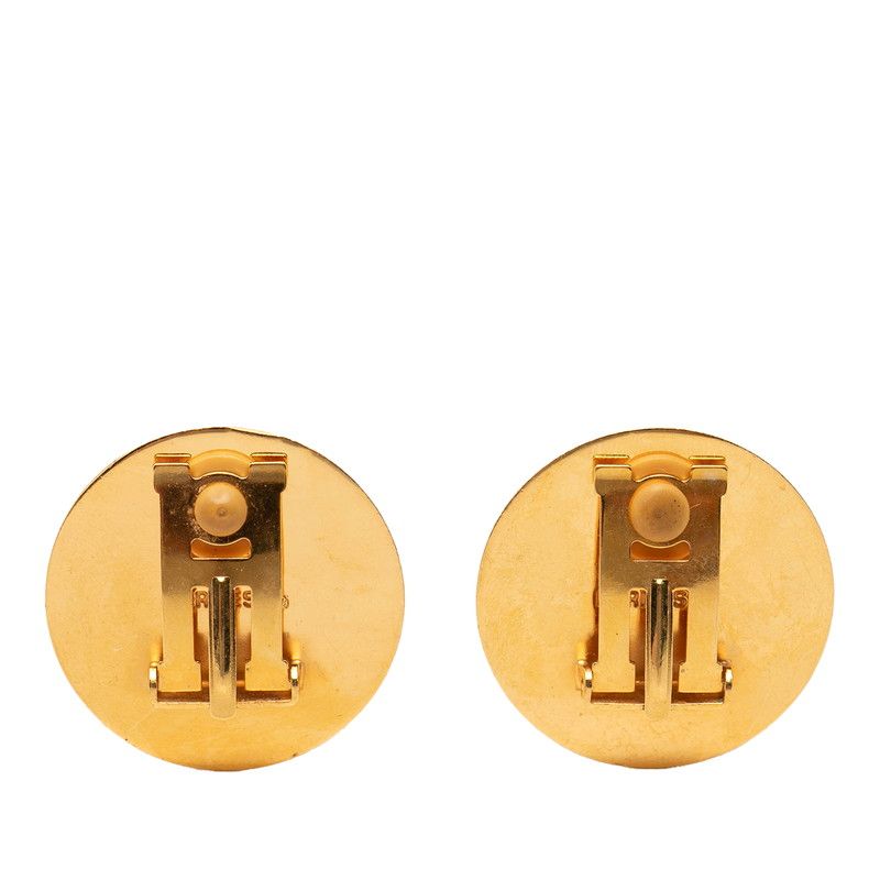 Hermes Enamel Cloisonne Round Earrings Gold Plated — view 2