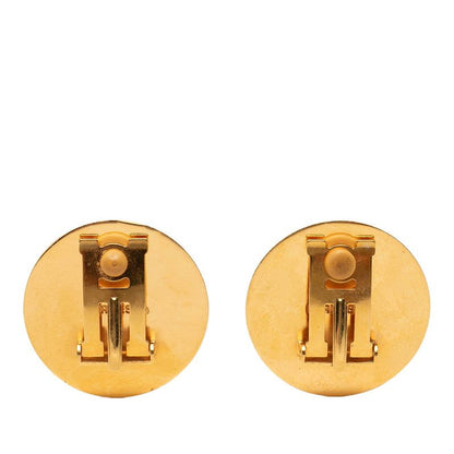 Hermes Enamel Cloisonne Round Earrings Gold Plated — view 2