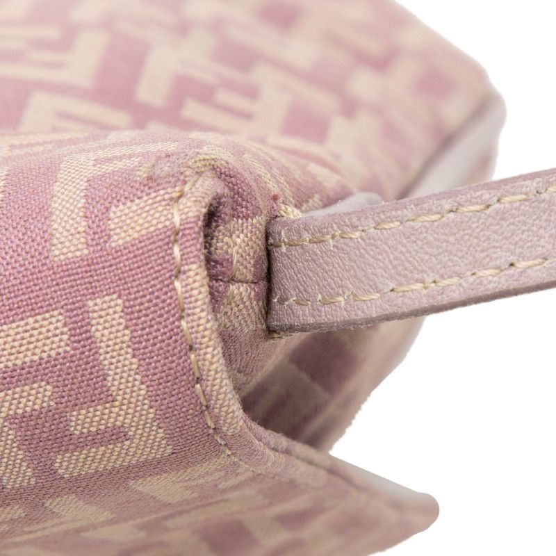 Fendi Zucchino Crossbody Shoulder Bag Light Purple Canvas Leather — view 4