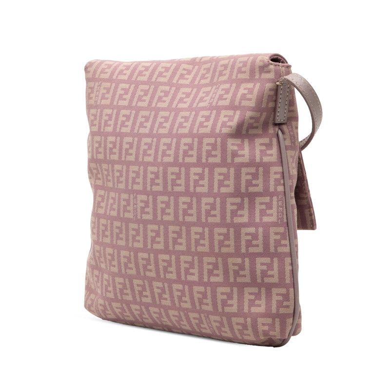 Fendi Zucchino Crossbody Shoulder Bag Light Purple Canvas Leather — view 2