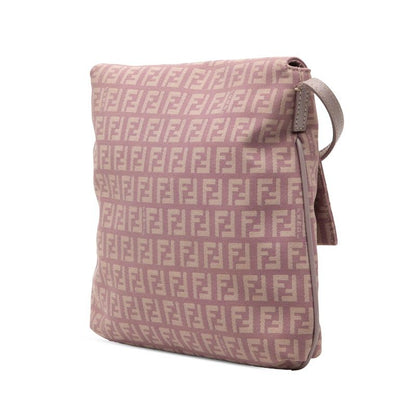 Fendi Zucchino Crossbody Shoulder Bag Light Purple Canvas Leather — view 2