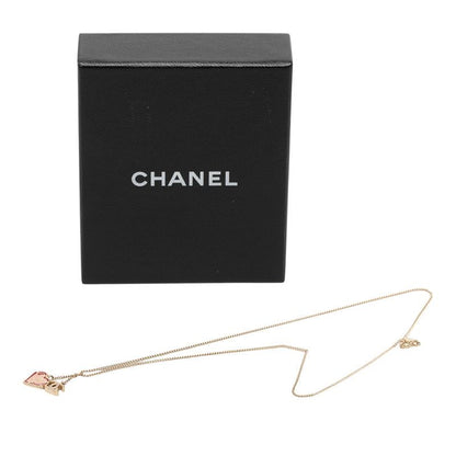 Chanel CC Logo Heart Pendant Necklace Gold Multicolor Plated — view 7