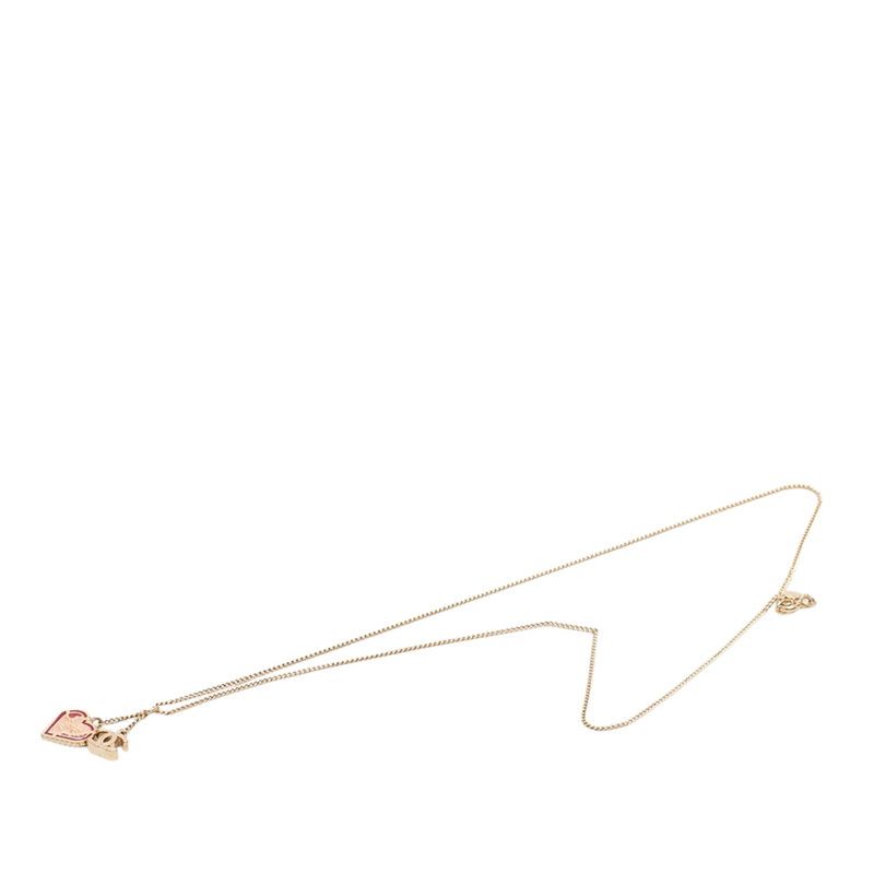 Chanel CC Logo Heart Pendant Necklace Gold Multicolor Plated — view 3