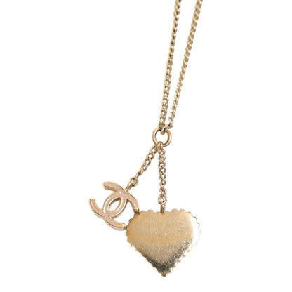 Chanel CC Logo Heart Pendant Necklace Gold Multicolor Plated — view 2