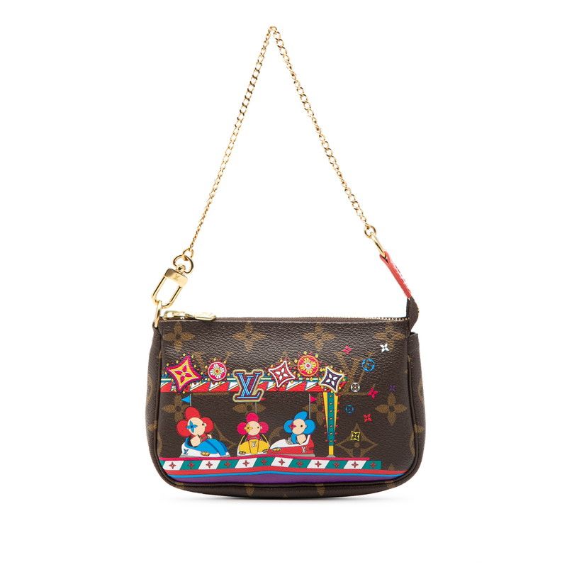 Louis Vuitton Monogram Mini Pochette Vivienne Chain Mini Bag Pouch Brown