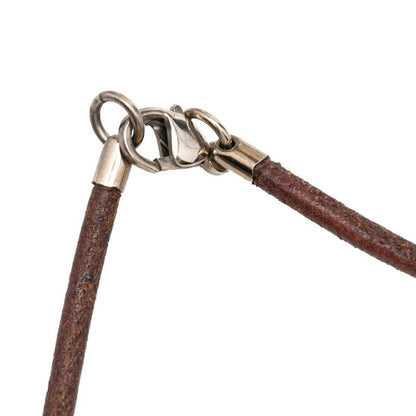 Hermes Cheval Horse Necklace Silver Brown Metal Leather — view 5