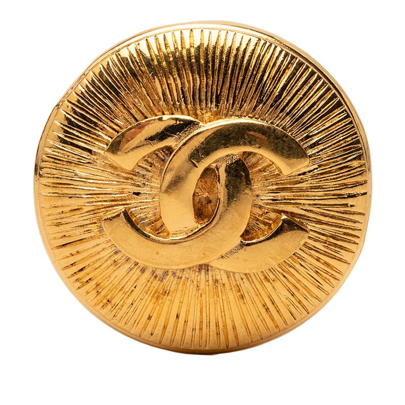 Chanel CC Logo Round Brooch Gold Plated