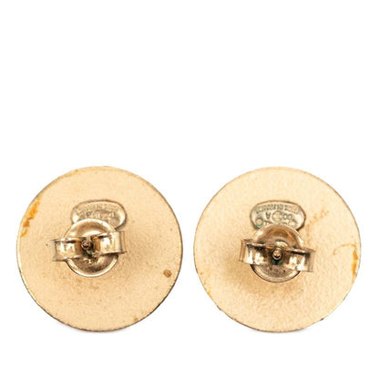 Chanel CC Logo Stud Earrings Gold Red Plated Color Stone — view 2