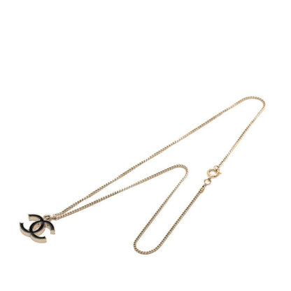 Chanel CC Logo Pendant Necklace Gold Black Plated — view 3
