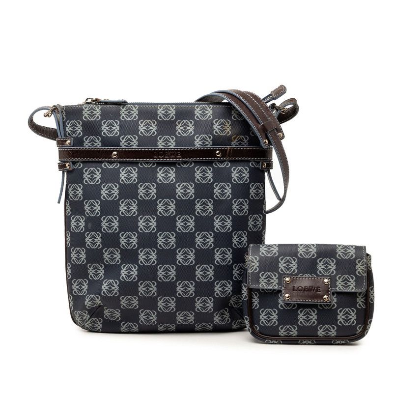 Loewe Repeat Anagram Crossbody Shoulder Bag Navy — view 9