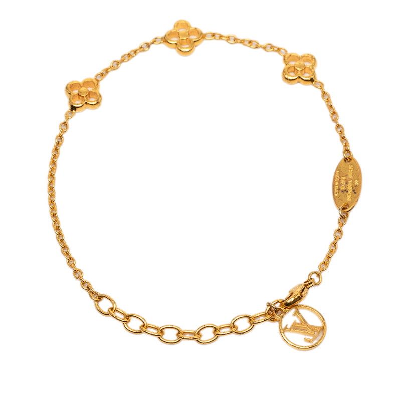 Louis Vuitton Monogram Flower Full LV Circle Bracelet Gold Plated — view 3