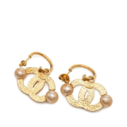 Chanel CC Logo Earrings Gold Plated Faux Pearl — view 2
