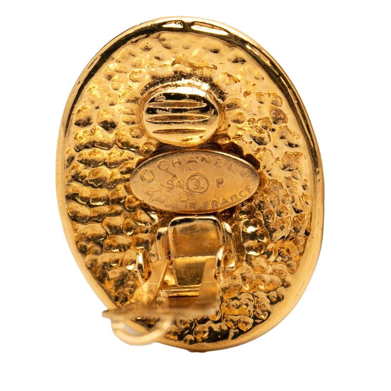 Chanel CC Logo Vintage Earrings Gold Plated — view 3