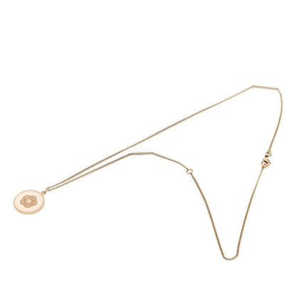 Chanel Camellia Pendant Necklace Gold Pink Enamel Plated — view 3
