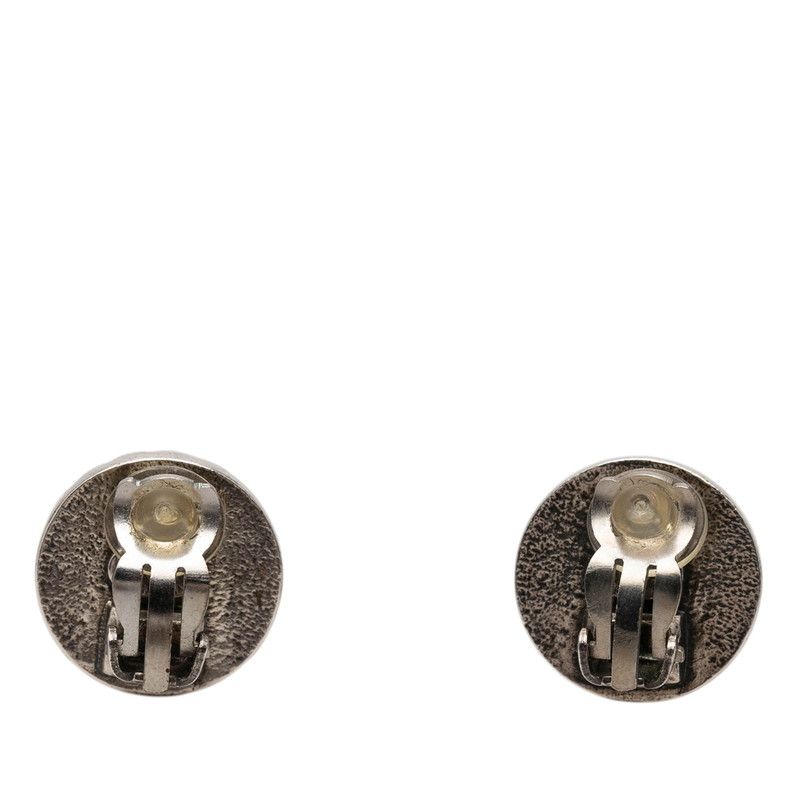 Chanel CC Logo Vintage Earrings Silver Black Metal — view 2